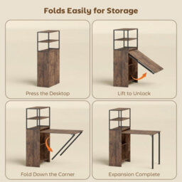 Homcom Foldable Computer Desk, Office Desk For Small Spaces, Rustic Brown - thumbnail 7