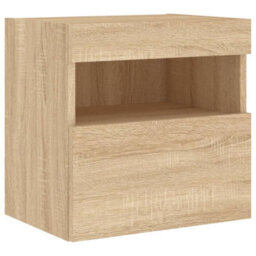 Berkfield 5 Piece Tv Wall Units With Led Sonoma Oak Engineered Wood - thumbnail 9