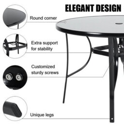 105Cm Large Round Garden Table Outdoor Patio Dining Bistro Parasol Coffee Table - thumbnail 4