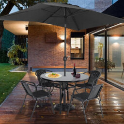 105Cm Large Round Garden Table Outdoor Patio Dining Bistro Parasol Coffee Table - thumbnail 5