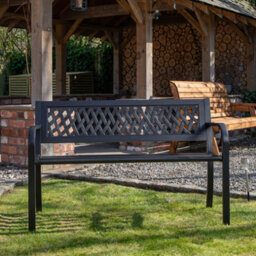 Samuel Alexander Keswick 2 Seater Outdoor Modern Lattice Design Metal Garden Patio Bench - thumbnail 4