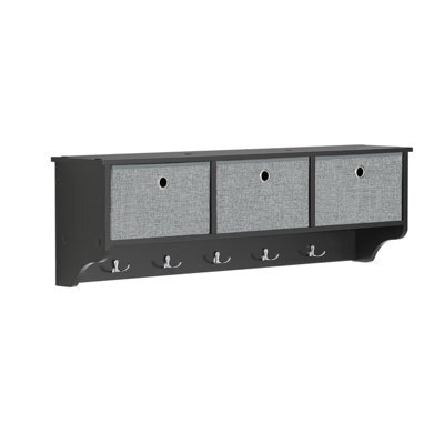 Sobuy Frg282-Sch, Wall Coat Rack Wall Shelf Wall Storage Cabinet Unit, Black,w100Xd20Xh31 - image 1