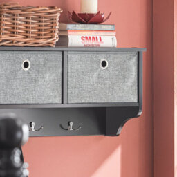 Sobuy Frg282-Sch, Wall Coat Rack Wall Shelf Wall Storage Cabinet Unit, Black,w100Xd20Xh31 - thumbnail 4