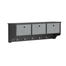Sobuy Frg282-Sch, Wall Coat Rack Wall Shelf Wall Storage Cabinet Unit, Black,w100Xd20Xh31 - thumbnail 1