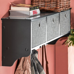 Sobuy Frg282-Sch, Wall Coat Rack Wall Shelf Wall Storage Cabinet Unit, Black,w100Xd20Xh31 - thumbnail 9