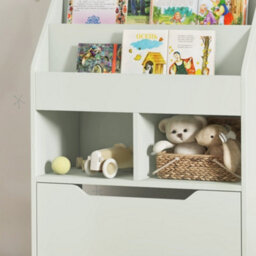 Homcom Kids Bookcase, Toy Box W/ Storage Drawer, Wheels For Bedroom - Green - thumbnail 9