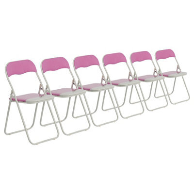 Harbour Housewares Coloured Padded Folding Chairs - Pink - Pack Of 6 - image 1