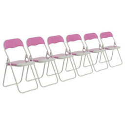 Harbour Housewares Coloured Padded Folding Chairs - Pink - Pack Of 6 - thumbnail 1
