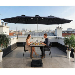 Gr8 Garden 4.6M Patio Parasol Large Double Sided Garden Umbrella Crank Handle Base Navy Blue - thumbnail 1