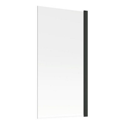 Excel Home Bath Screen Matt Black, 800X1400mm, Pivoting, Reversible, Modern Glass & Metal Design With 2 Year Guarantee - image 1