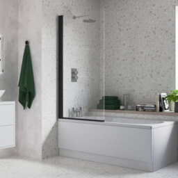 Excel Home Bath Screen Matt Black, 800X1400mm, Pivoting, Reversible, Modern Glass & Metal Design With 2 Year Guarantee - thumbnail 2