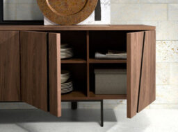 Angel Cerda Elegant Walnut Sideboard With Black Steel Legs - thumbnail 4