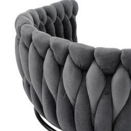 HomeTouch Set Of 4 Velvet Swivel Dining Chairs With Metal Legs Grey - thumbnail 5