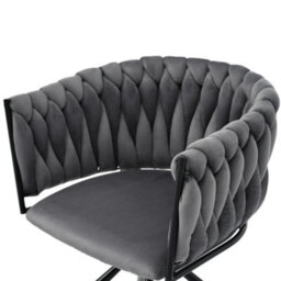 HomeTouch Set Of 4 Velvet Swivel Dining Chairs With Metal Legs Grey - thumbnail 8