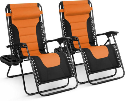 Keplin 2 Pack Xxl 110X70X90Cm Heavy-Duty Colour Block Zero Gravity Chairs, Cup & Phone Holder, Foldable, Mint - image 1