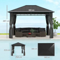 Outsunny 3 X 4 M Hardtop Gazebo With Galvanised Steel Roof And Sides - thumbnail 3