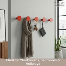 Keypak 5 Pack Flat Disc Aluminium Coat Hooks - Orange - Modern, Durable Wall Mounted Hooks For Home, Garage - thumbnail 5