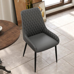 Homcom Set Of 4 Quilted Pu Leather Dining Chairs W/ Metal Frame 4 Legs Grey - thumbnail 8