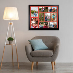 AK Frames 20X16 Black Sleek Multi Photo Frame With Poppy Red Mount - Holds 9 Apertures (2X) 7X5, (7X) 6X4 Photos - thumbnail 3