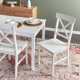 Wyld And Coco Cottage Style White Poplar Wood Mdf Dining Chairs Set Of 2 - Compact, Laminated Wipe-Clean Seats - thumbnail 2