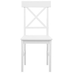 Wyld And Coco Cottage Style White Poplar Wood Mdf Dining Chairs Set Of 2 - Compact, Laminated Wipe-Clean Seats - thumbnail 1