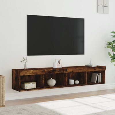 Walplus Tv Cabinets With Led Lights 2 Pcs Smoked Oak 80X30X30 Cm - image 1