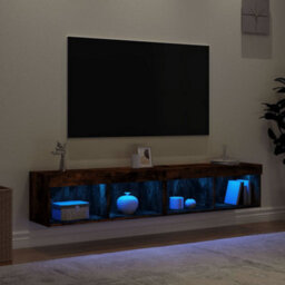 Walplus Tv Cabinets With Led Lights 2 Pcs Smoked Oak 80X30X30 Cm - thumbnail 4