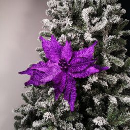 Samuel Alexander 76Cm Purple Velvet Poinsettia Stem With Glitter Christmas Decoration - thumbnail 3
