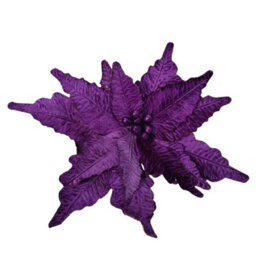 Samuel Alexander 76Cm Purple Velvet Poinsettia Stem With Glitter Christmas Decoration - thumbnail 7