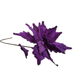 Samuel Alexander 76Cm Purple Velvet Poinsettia Stem With Glitter Christmas Decoration - thumbnail 6