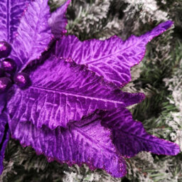 Samuel Alexander 76Cm Purple Velvet Poinsettia Stem With Glitter Christmas Decoration - thumbnail 9