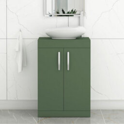 Royal Bathrooms Turin 500mm Freestanding Bathroom Vanity Unit With Sink 2 Door Matt Green & Nova Countertop Basin - thumbnail 1