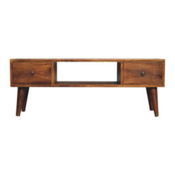 Wyld Haus Merano Classic Chestnut Mango Wood Coffee Table With 2 Drawers And Shelf - thumbnail 2