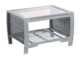 Desser Turin Grey Rattan Coffee Table With Glass Top Table Real Cane Natural Rattan Wicker Tea Table - H46Cm X W73Cm X D52Cm