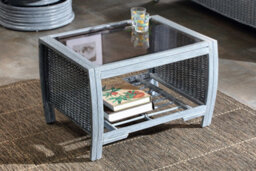 Desser Turin Grey Rattan Coffee Table With Glass Top Table Real Cane Natural Rattan Wicker Tea Table - H46Cm X W73Cm X D52Cm - thumbnail 3