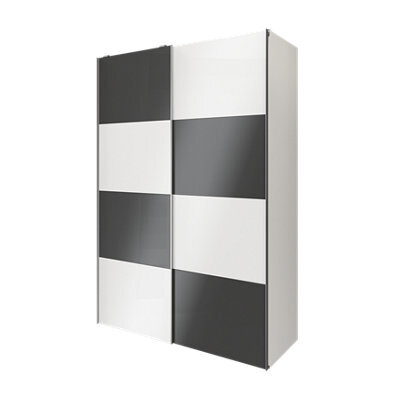 GoodHome Atomia Anthracite & White Particle Board Wardrobe (H)2250mm (W)1500mm (D)655mm - image 1