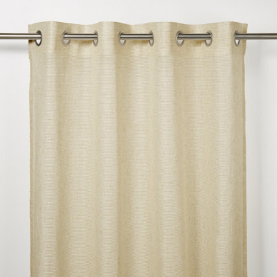 GoodHome Fola Beige Horizontal Stripe Net Eyelet Voile Curtain (W)140Cm (L)260Cm, Single - image 1