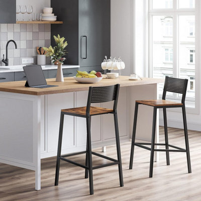 Songmics Vasagle Breakfast Kitchen Bar Stool Set Of 2, Counter Chairs, For Kitchen, Dining Room, Office, Industrial Style, Rustic Brown - image 1