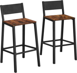 Songmics Vasagle Breakfast Kitchen Bar Stool Set Of 2, Counter Chairs, For Kitchen, Dining Room, Office, Industrial Style, Rustic Brown - thumbnail 4