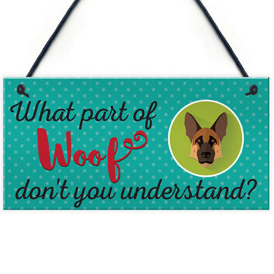 Red Ocean Woof Dont Understand Funny Dog Lover Friendship Hanging Plaque Pet Puppy Sign - image 1