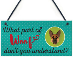 Red Ocean Woof Dont Understand Funny Dog Lover Friendship Hanging Plaque Pet Puppy Sign - thumbnail 1