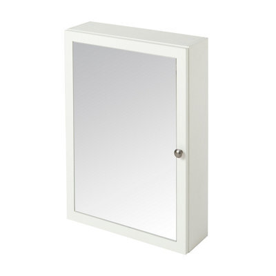 GoodHome Perma Satin White Wall-Mounted Single Bathroom Cabinet With Mirrored Door (W)500mm (H)700mm - image 1