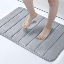 Grey Memory Foam Bath Mat Non-Slip Quick Dry Bathroom Rug With Super Absorbent Coral Velvet Surface & Anti-Skid Base - thumbnail 8