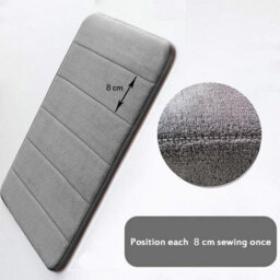 Grey Memory Foam Bath Mat Non-Slip Quick Dry Bathroom Rug With Super Absorbent Coral Velvet Surface & Anti-Skid Base - thumbnail 3