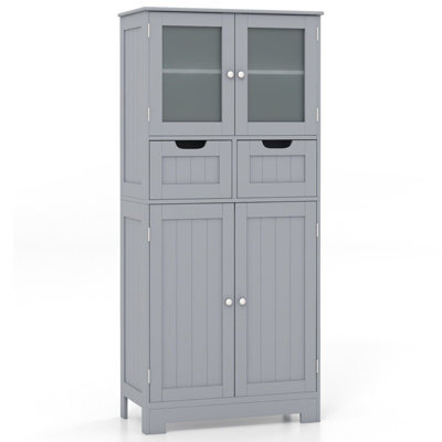 Gainoom Bathroom Grey Storage Cabinet Tall Freestanding Floor Wood Cabinet Storage Organizer - image 1