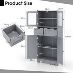 Gainoom Bathroom Grey Storage Cabinet Tall Freestanding Floor Wood Cabinet Storage Organizer - thumbnail 2