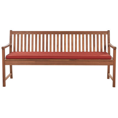 Beliani Garden Bench With Cushion Vivara 180 Cm Certified Acacia Wood Dark Red - image 1
