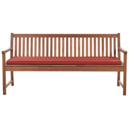 Beliani Garden Bench With Cushion Vivara 180 Cm Certified Acacia Wood Dark Red
