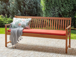 Beliani Garden Bench With Cushion Vivara 180 Cm Certified Acacia Wood Dark Red - thumbnail 2