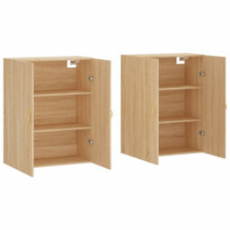 Berkfield Wall Mounted Cabinets 2 Pcs Sonoma Oak 69.5X34X90 Cm - thumbnail 4